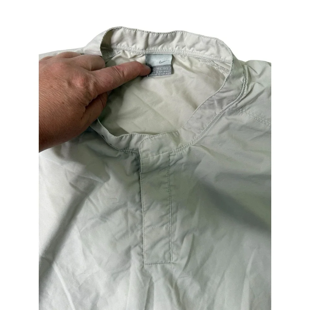 Vintage Nike Jacket Men's Size 2XL Beige Wind Shirt Long Sleeve Windbreaker Y2k